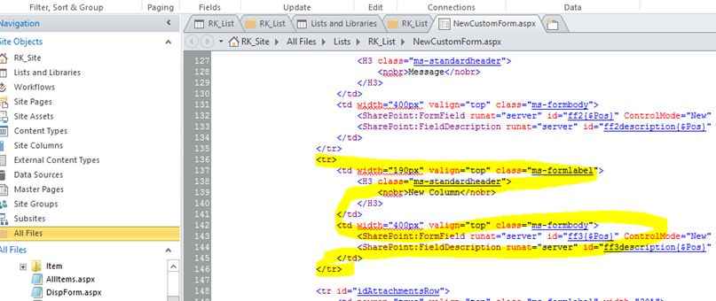 updated custom list from in target list